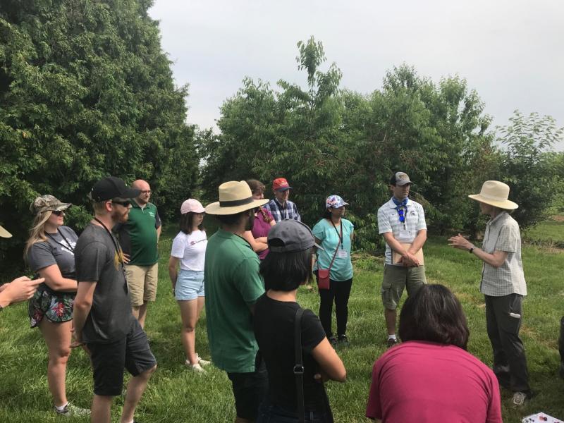 Dr. Lezzoni talking about her cherry breeding program at the Clarksville research station.