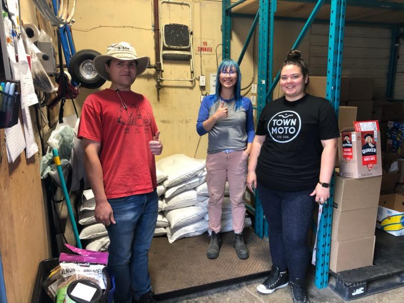 From left to right - Alec Schaefer (PAG), Natalie Arsenault (PAG), Pauline Gripps (Guelph Food Bank)