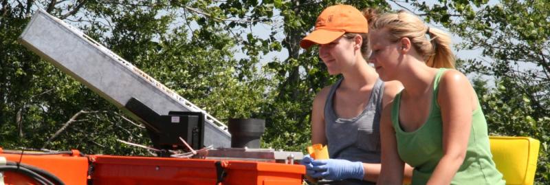 Students working in the field