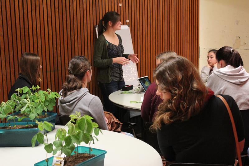 High school students listening to presentation