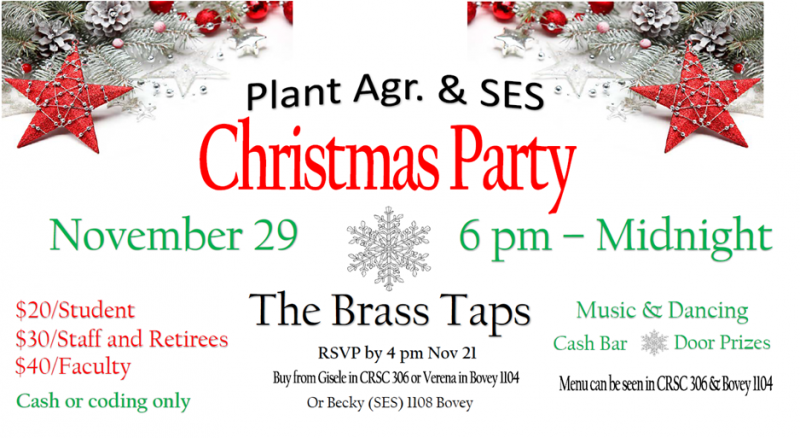 Dept of Plant Ag Christmas Party Poster