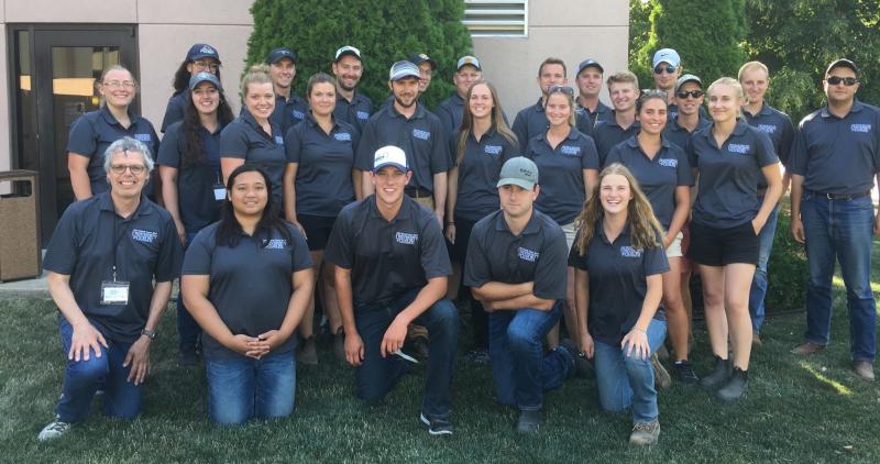 The 2019 OAC Weeds Team: Laft to right, back row: Allison Bailey, Brett Hilker, Caleb Niemeyer, Alex Sanders, Isaac Clutterbuck, David Westerveld, Matt Fletcher, Kurtis Pilington, John Fluttert, Aleks Kus, Christian Willemse, Alan Abdulkader; middle row: Christena Jenkins-Giffen, Emily Priester, Jessica Quinn, Nicole Langdon, Ted Vanhie, Elaine Jeffs, Emily Duenk, Isabelle Aicklen, Kayley Mutton; first row: François Tardif, Terisa Set, Bernard Wierenga, Bryce Ribey, Hannah Symington.