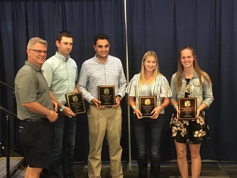 Daniel Kunkel, North Eastern Weed Science Society President and the third place undergraduate team: Bryce Ribey, Alan Abdulkader, Emily Duenk and Elaine Jeffs.