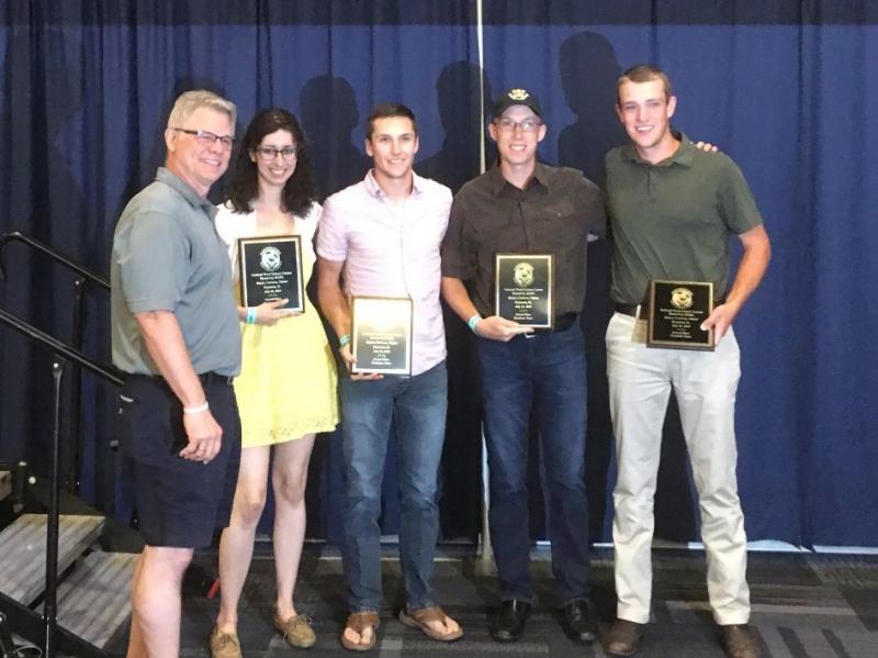 Daniel Kunkel, North Eastern Weed Science Society President and the second place graduate team: Allison Bailey, Brett Hilker, Alex Sanders and Bernard Wierenga