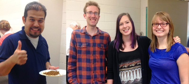 Esteban Diaz, Robert Bruce, Cora Loucks and Anna Krzywdzinski enjoy lunch at the GSLC Build-Your-Own Taco Event!