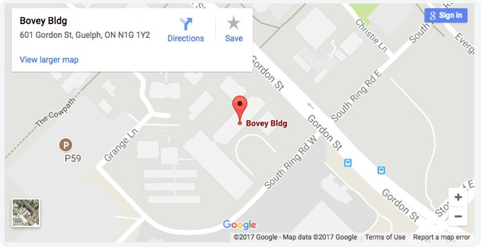 Google map location for GRIPP in the E.C. Bovey Building