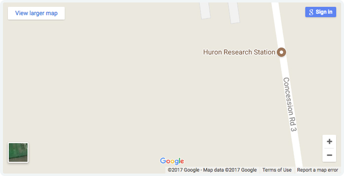 Google map location for Huron Research Station