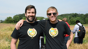 Ed and Finlay in their OAC t-shirts