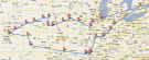 map showing Midwest Tour through U.S.A.