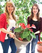 Plant Ag employees hold BDDC's functional and biodegradable flower pot