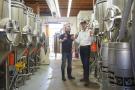 Tasting beer in a brewery.