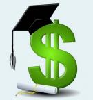 $ Sign with Scroll and Mortar Board Hat